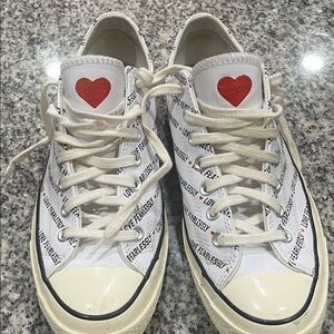 Converse White Sneakers with Black Text